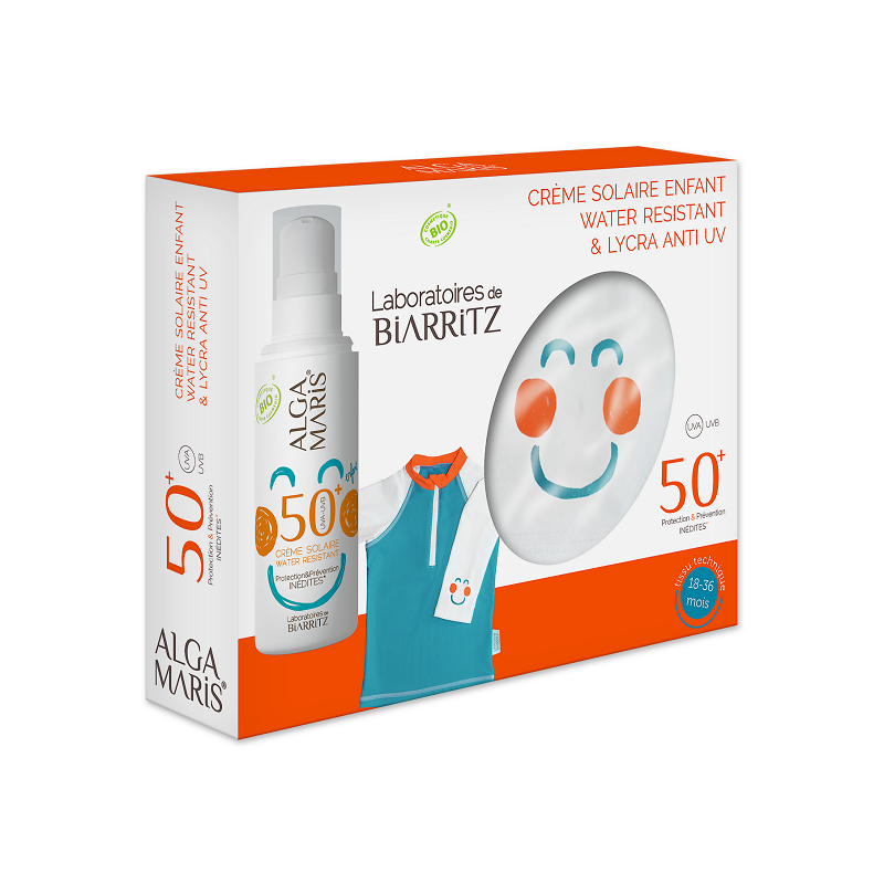 SPF 50+ Krem solar per femije 50 ml + BLUZE kunder rrezeve UV Alga Maris (18-36 muaj)